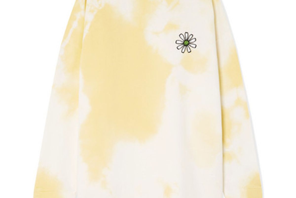 ganni appliqued tie dyed cotton jersey sweatshirt