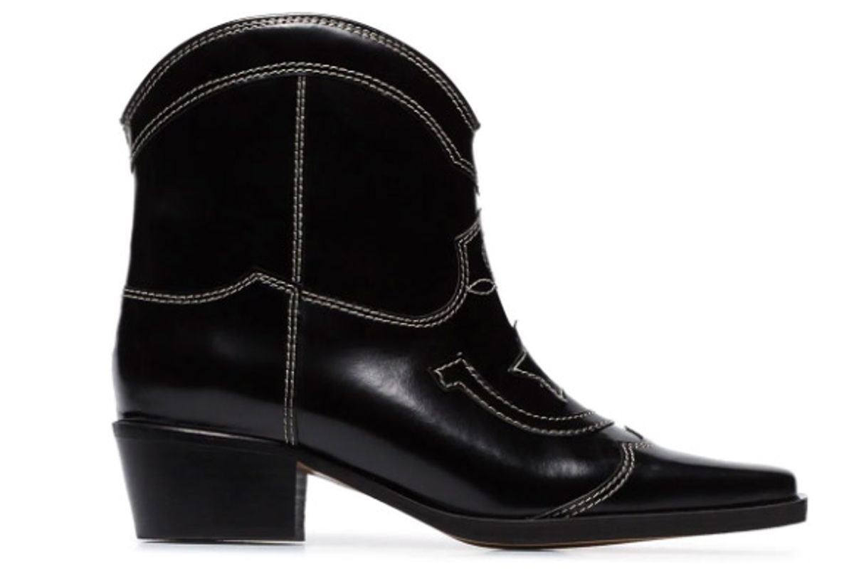 ganni black meg 50 leather ankle boots