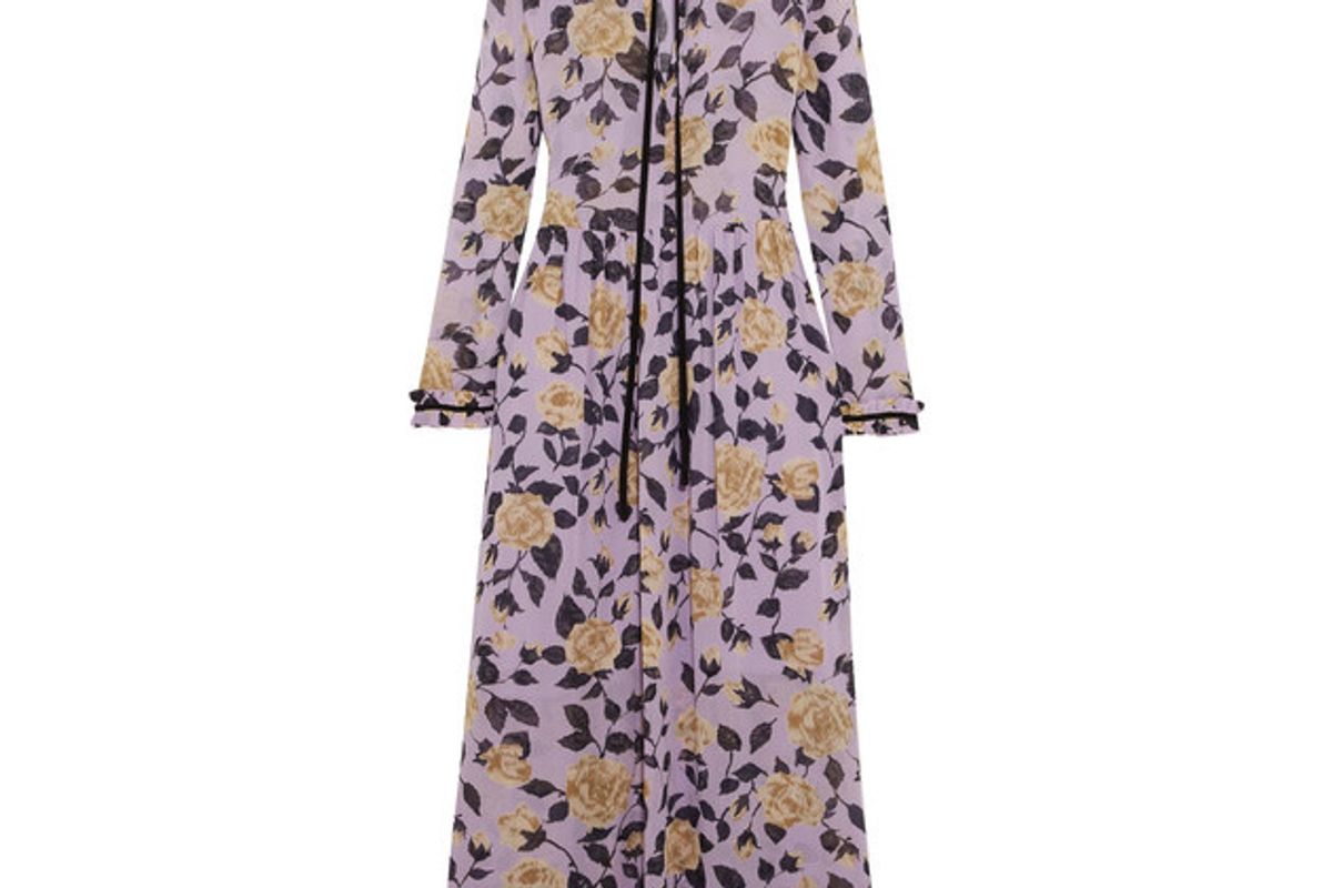 Carlton pussy-bow floral-print georgette maxi dress