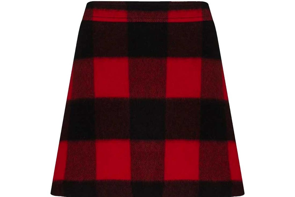 ganni check mini skirt