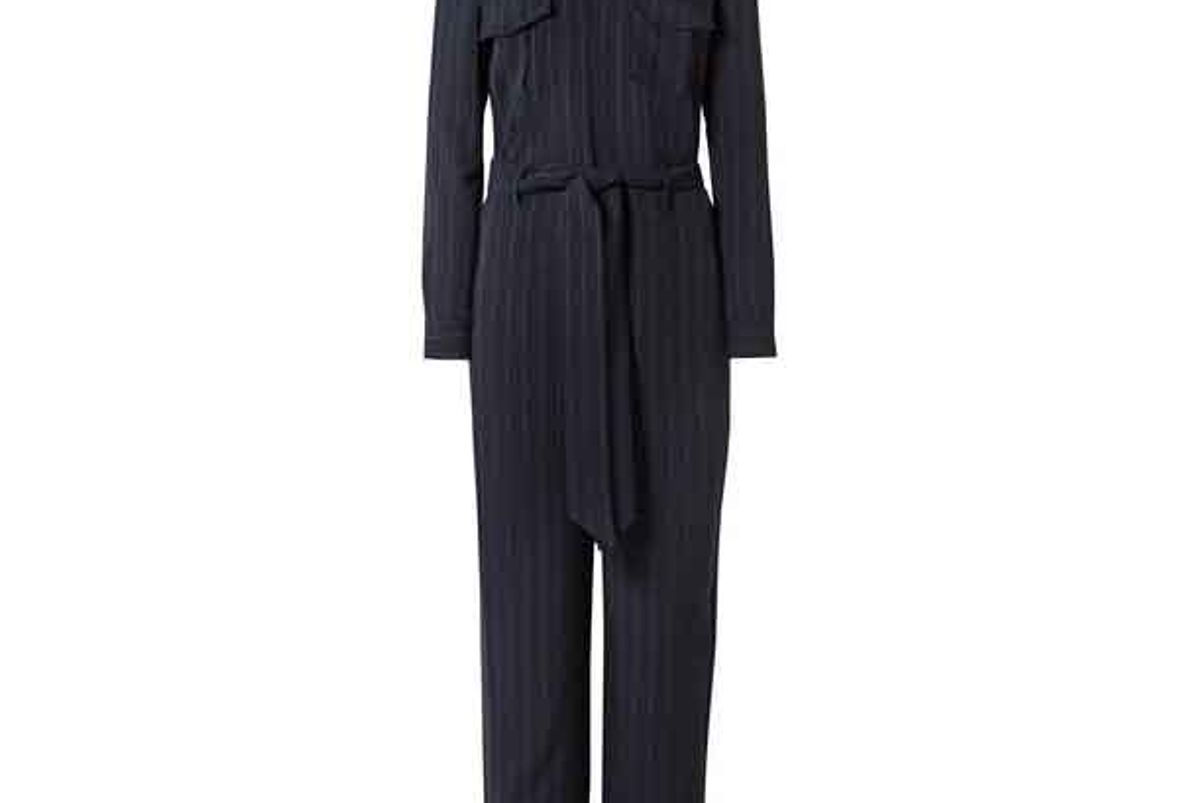 ganni clark pinstriped crepe jumpsuit