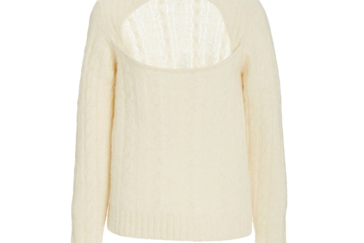 ganni cut out wool blend knit top