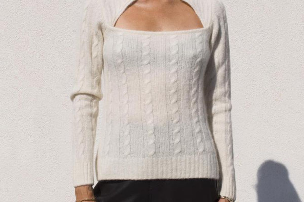 ganni cutout cable knit sweater