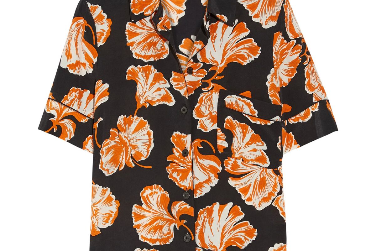 Geroux Printed Washed-Silk Blouse