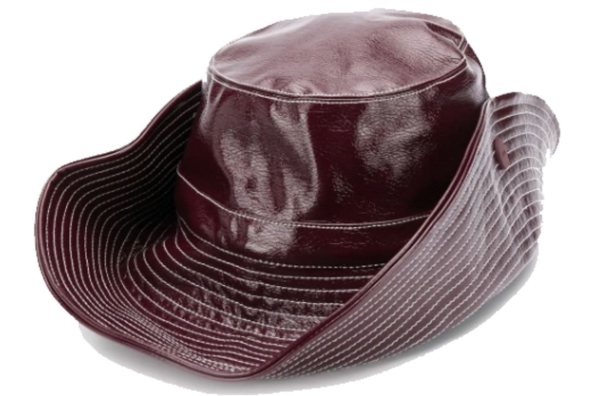 ganni patent bucket hat