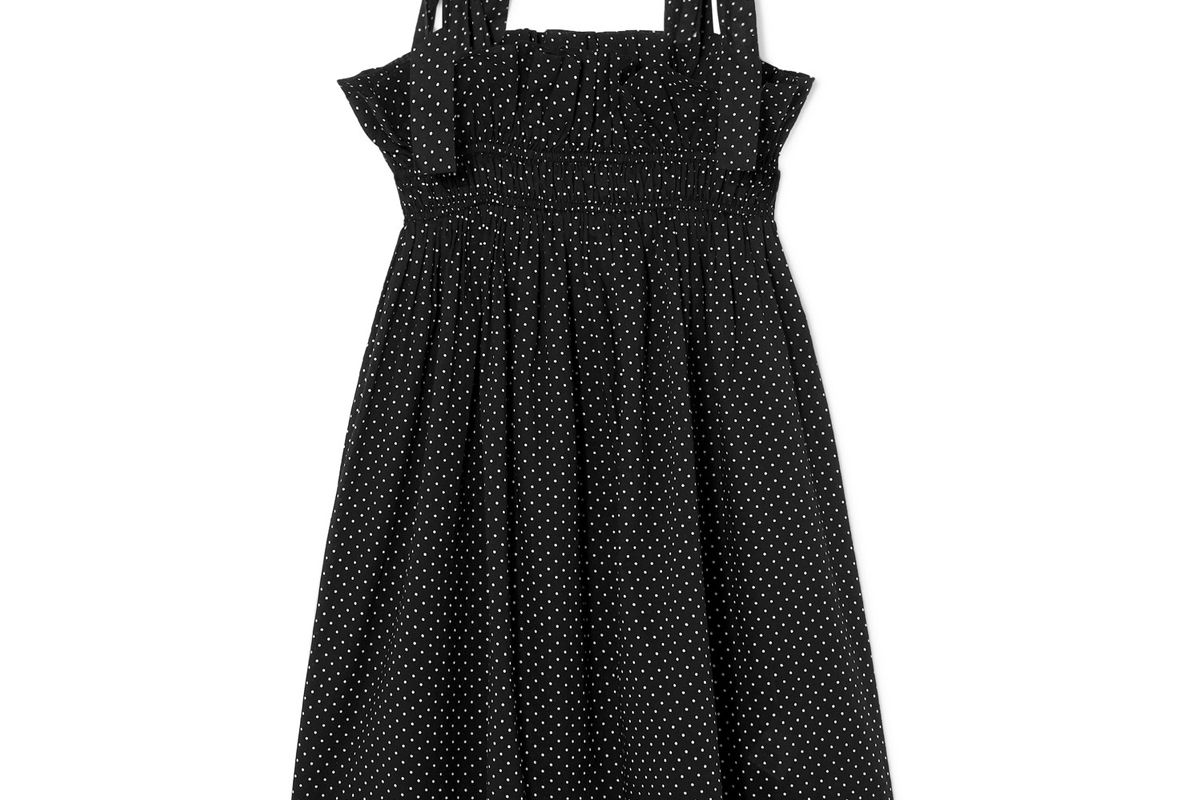 ganni polka dot cotton voile mini dress