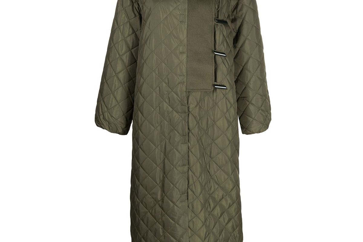 ganni quilted min length coat