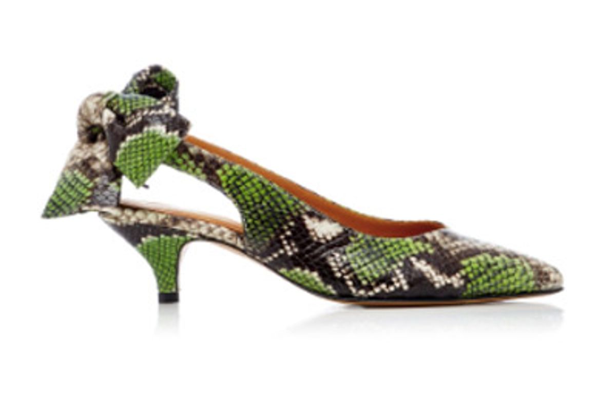 ganni sabine printed snakeskin pumps