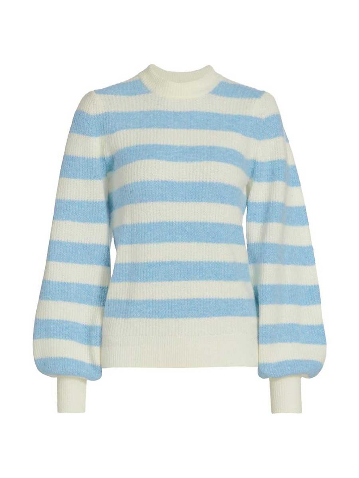 ganni striped soft wool knit pullover