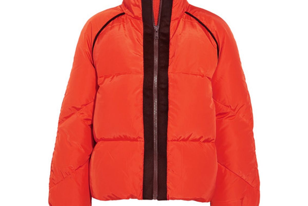 ganni wool felt trimmed quilted shell down jacket