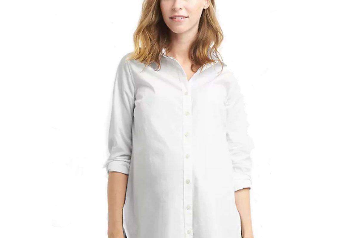 Maternity Tailored Poplin Tunic Shirt