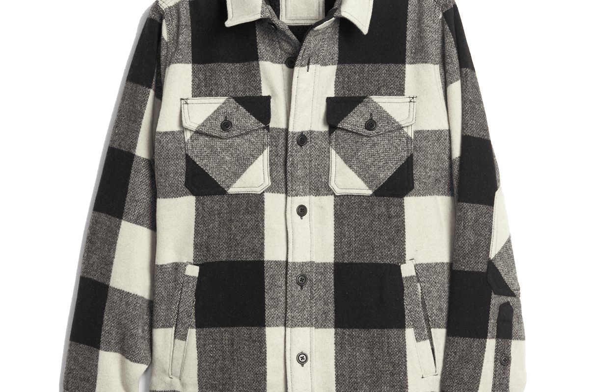 gap cozy wool blend plaid shirt jacket