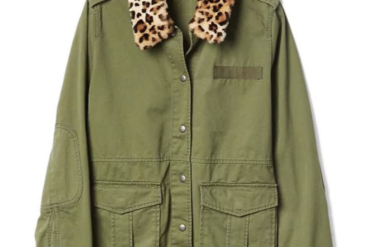 Detachable Leopard Collar Utility Jacket