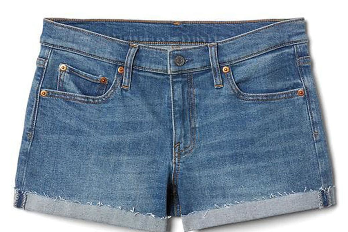 Mid Rise Denim Roll Shorts