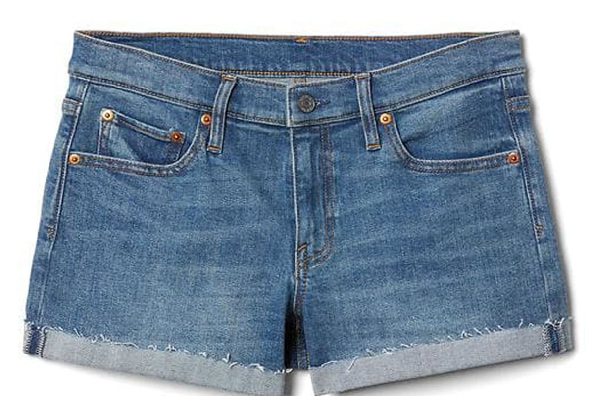 Mid Rise Denim Roll Shorts