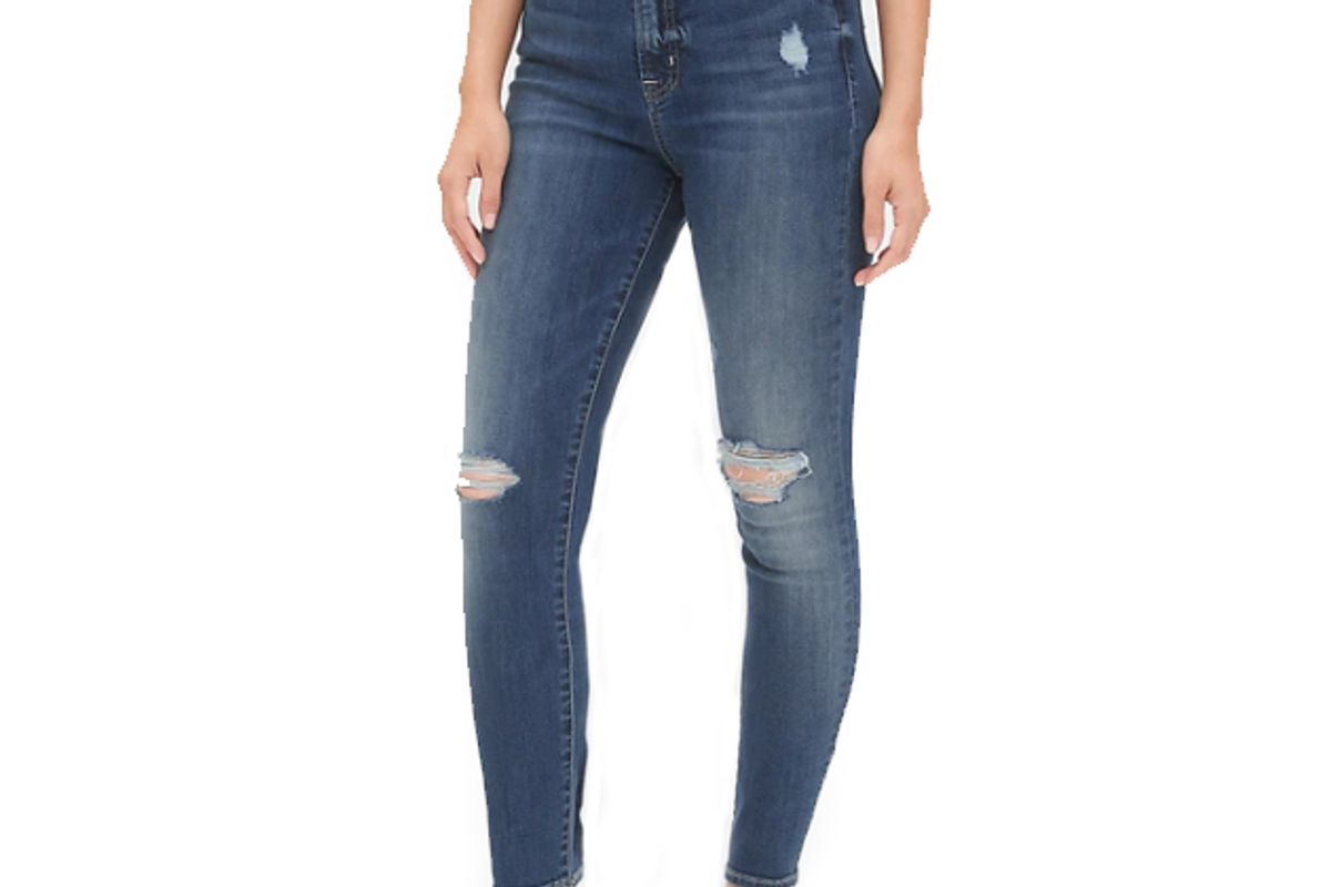 gap sky high distressed true skinny jeans with secret smoothing pockets