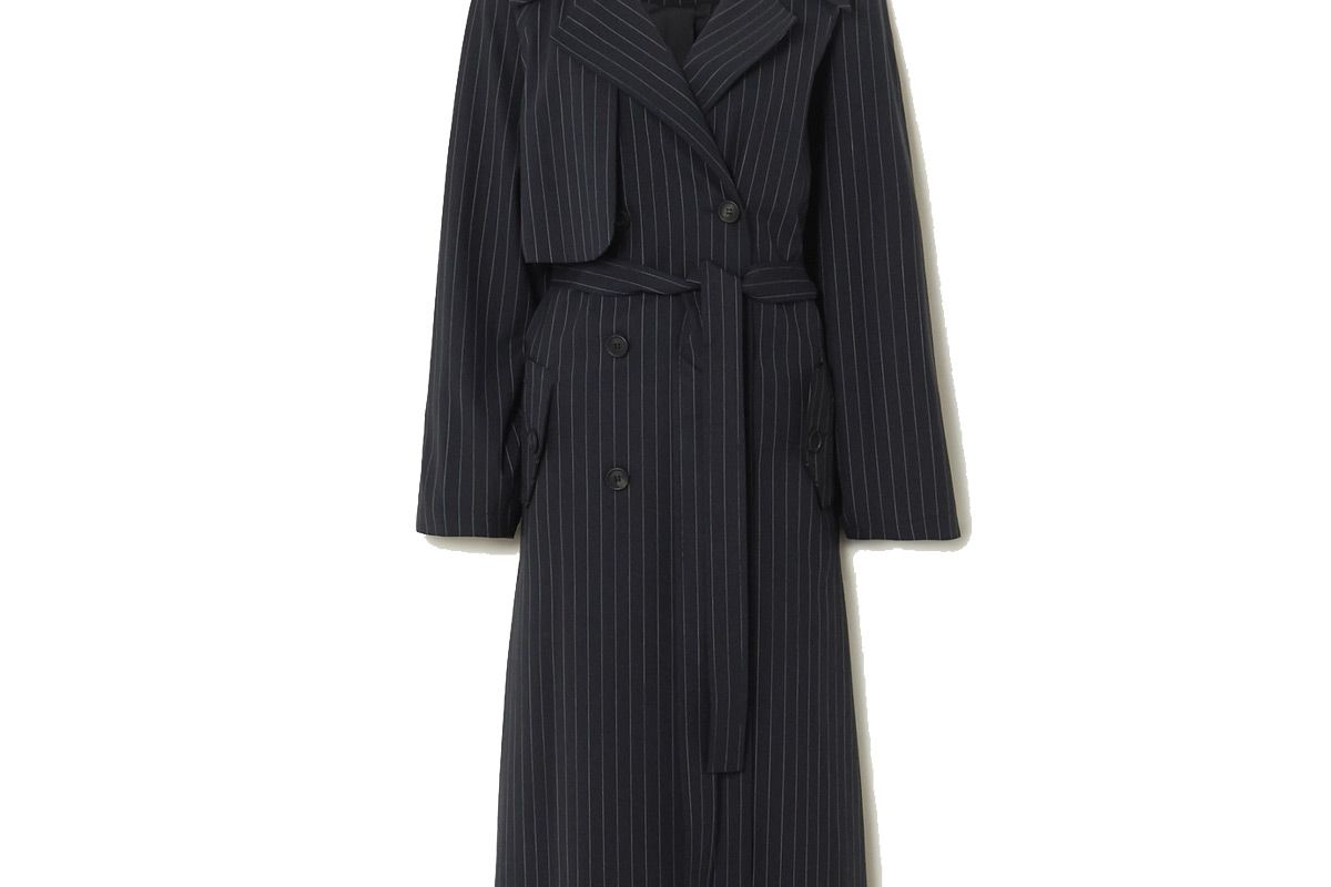 gauge81 nairobi pinstriped wool blend trench coat