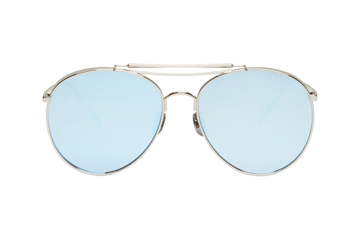 Silver & Blue Big Bully Aviator Sunglasses