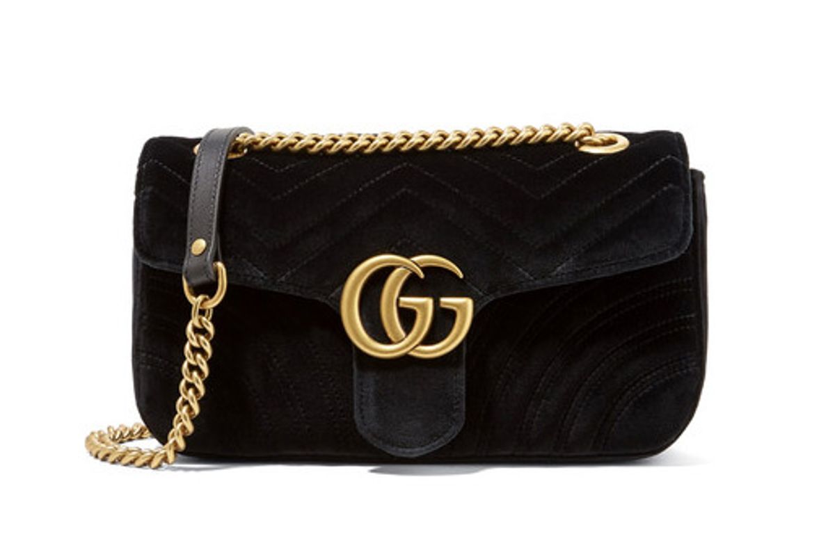 GG Marmont Small Velvet Shoulder Bag