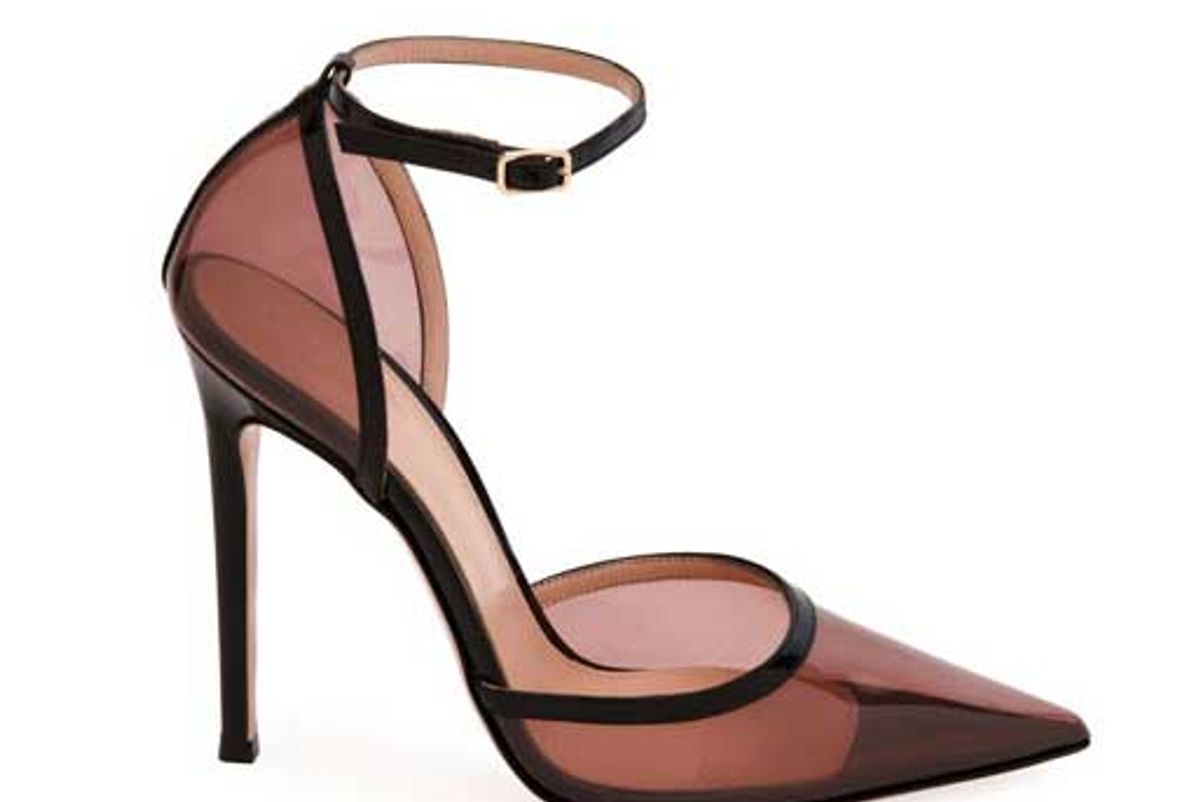 gianvito rossi blush plexi ankle strap pumps