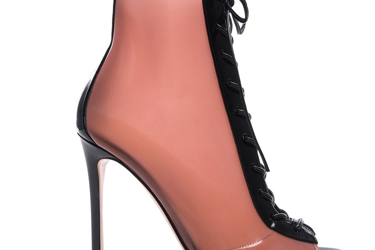 gianvito rossi patent latex ree lace up ankle boots