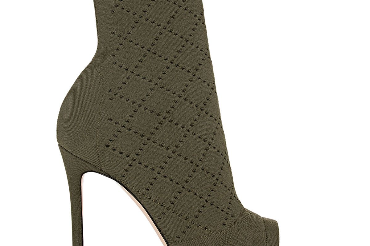 gianvito rossi perforated knit ankle booties