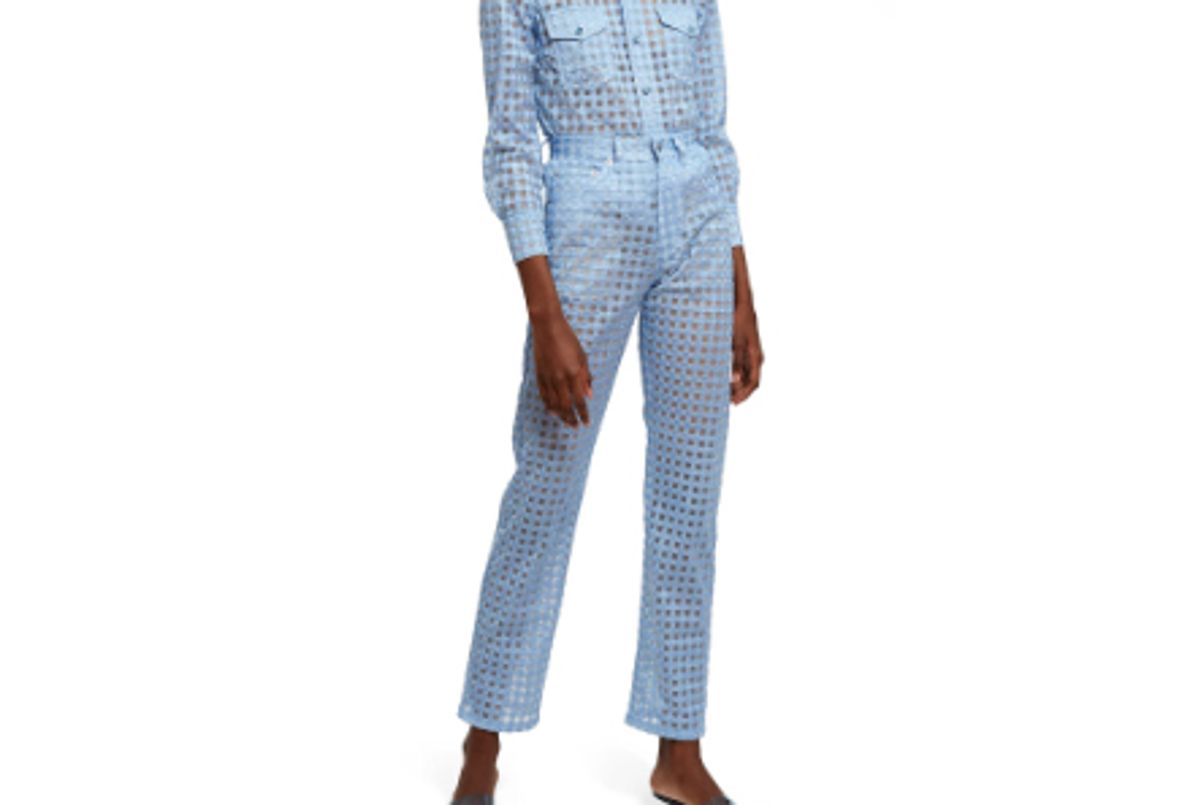 gingham sheer tulle pant