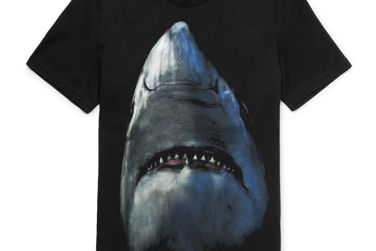 Cuban-Fit Shark-Print Cotton-Jersey T-Shirt