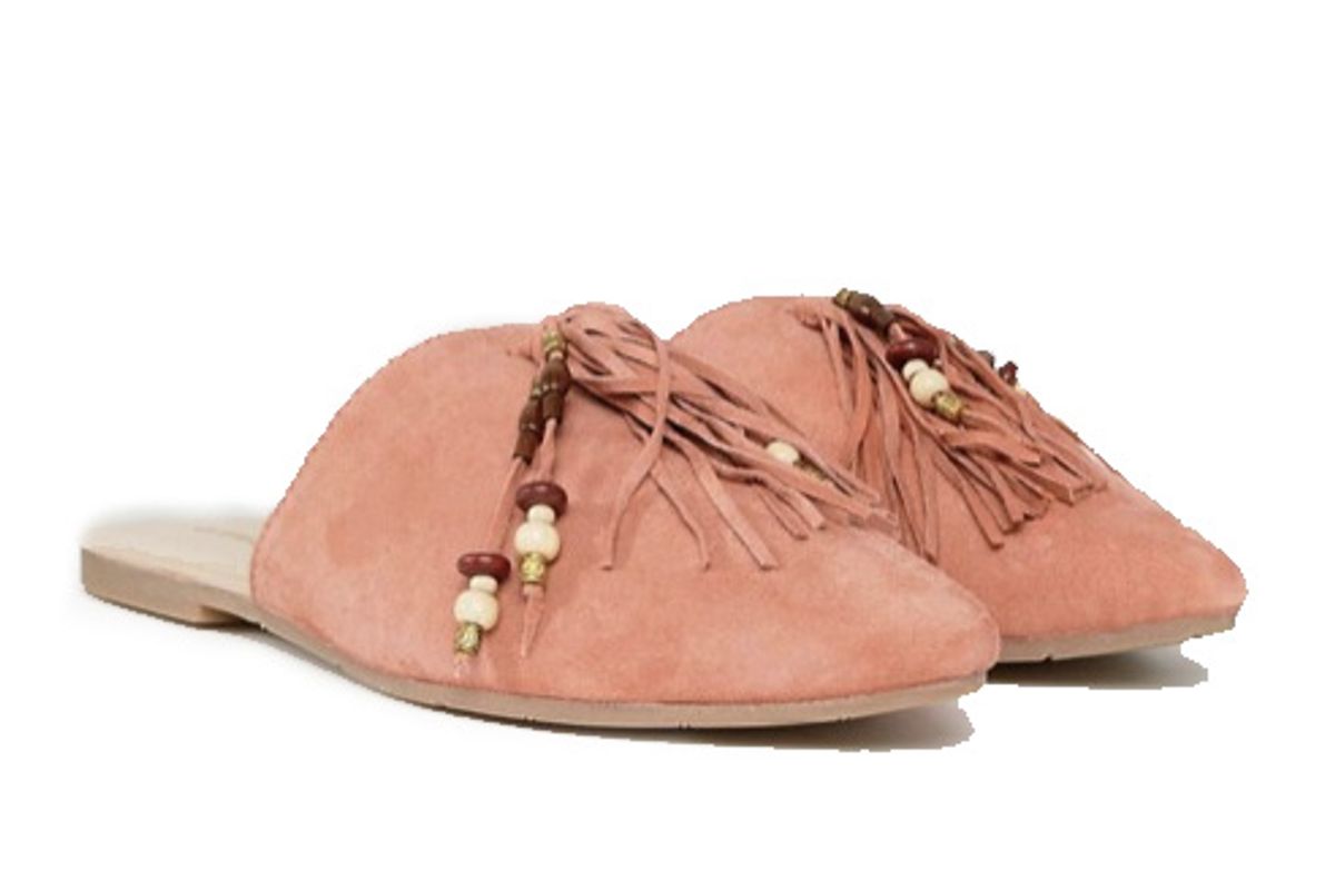 Pink Tassle Flat Mules