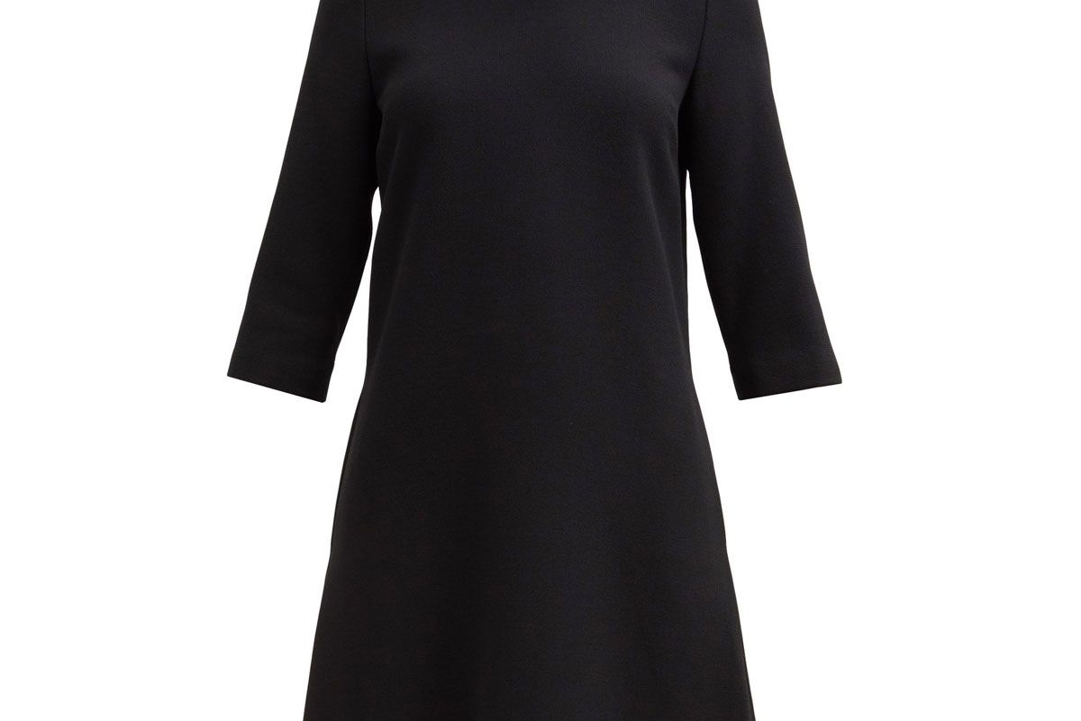 goat kensignton bow trim wool crepe shift dress