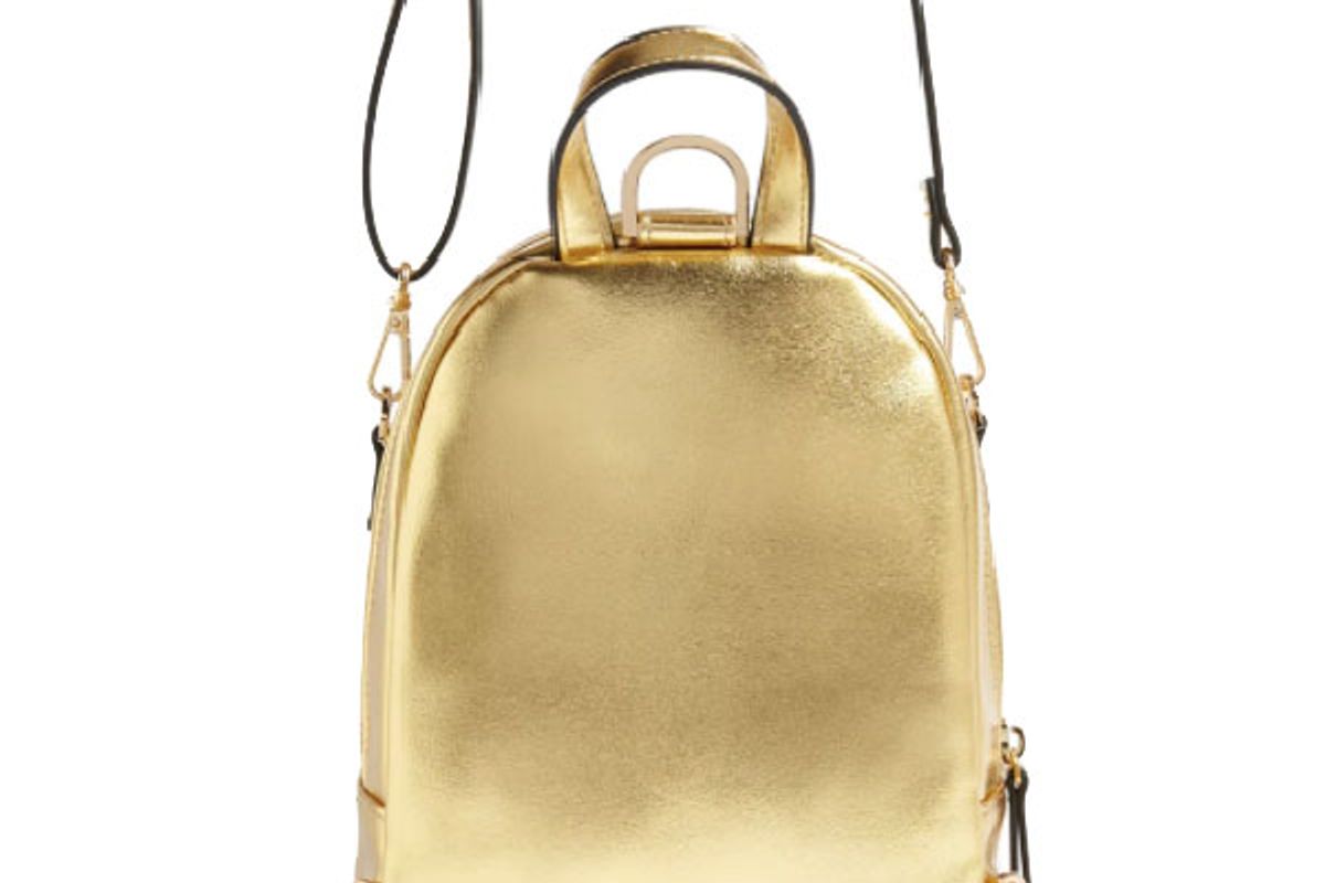 Faux Leather Mini Metallic Backpack