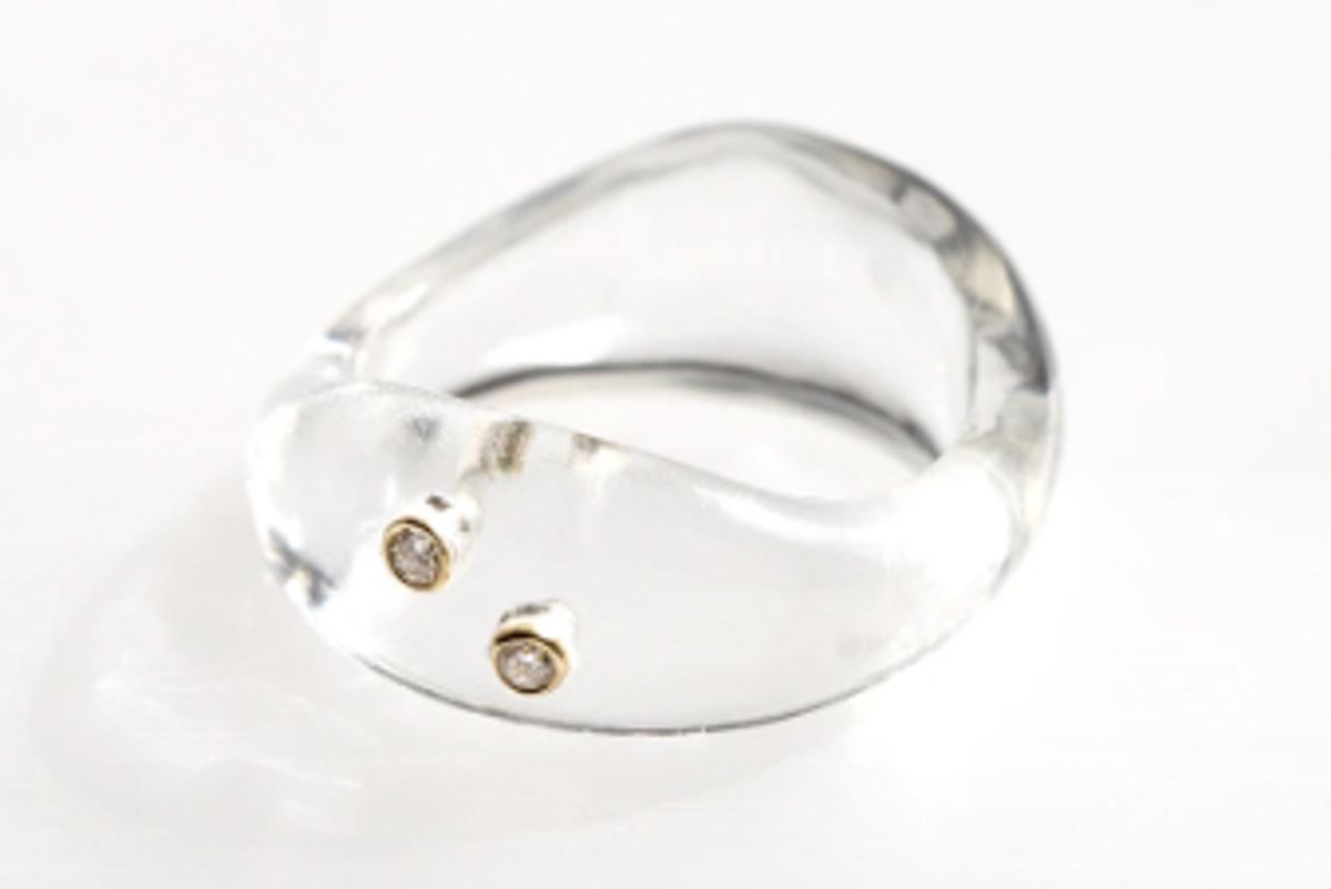 grace lee resin wave ring with 2 diamonds