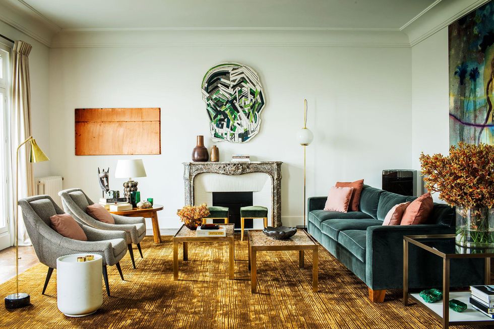 green sofa