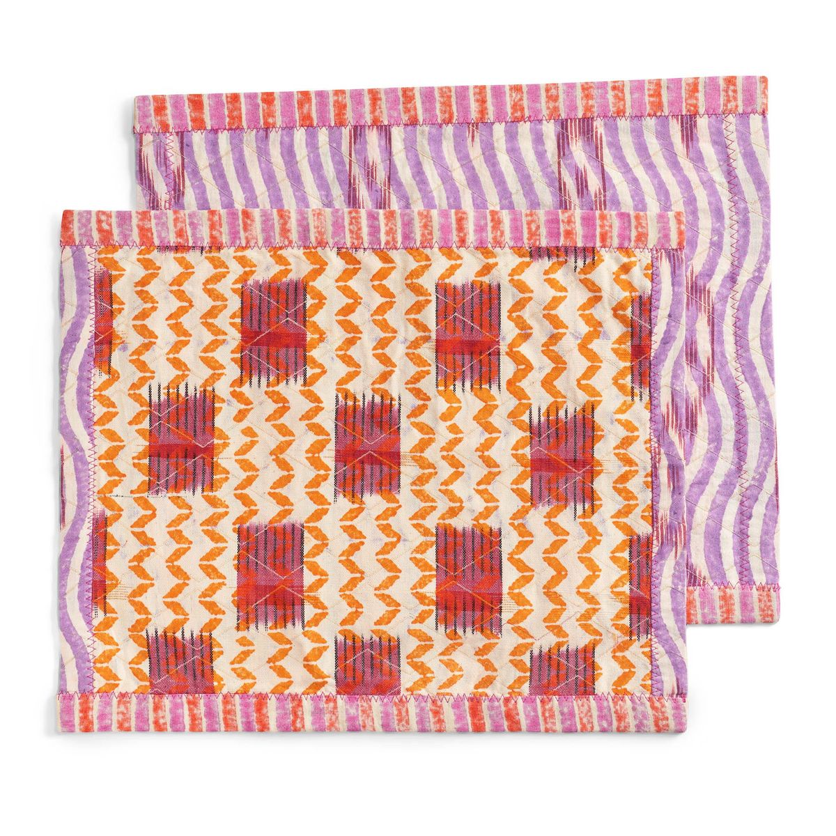 gregory parkinson zig zag vibrant embroidered and hand block printed placement