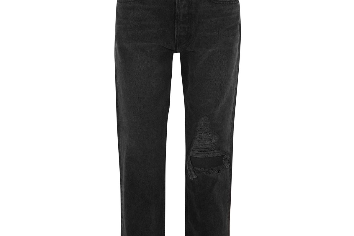 grlfrnd helena distressed high rise straight leg jeans