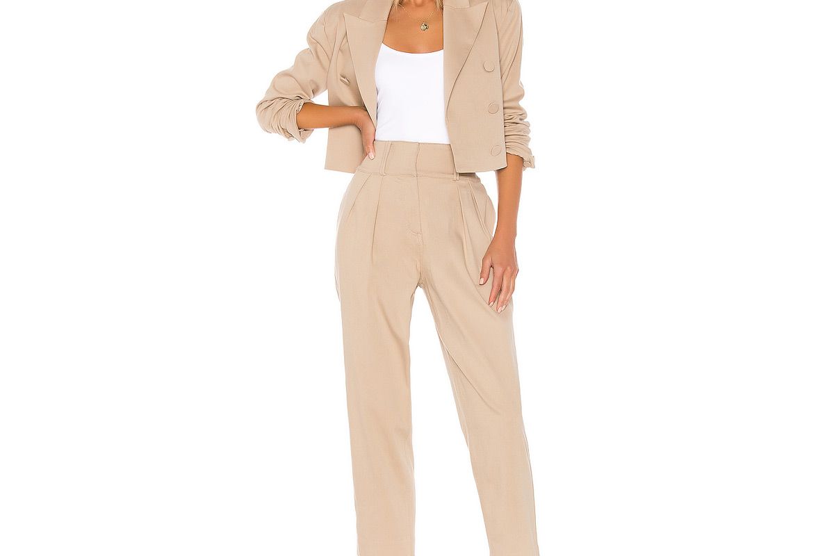 grlfrnd power crop blazer and grlfrnd jorgen trousers