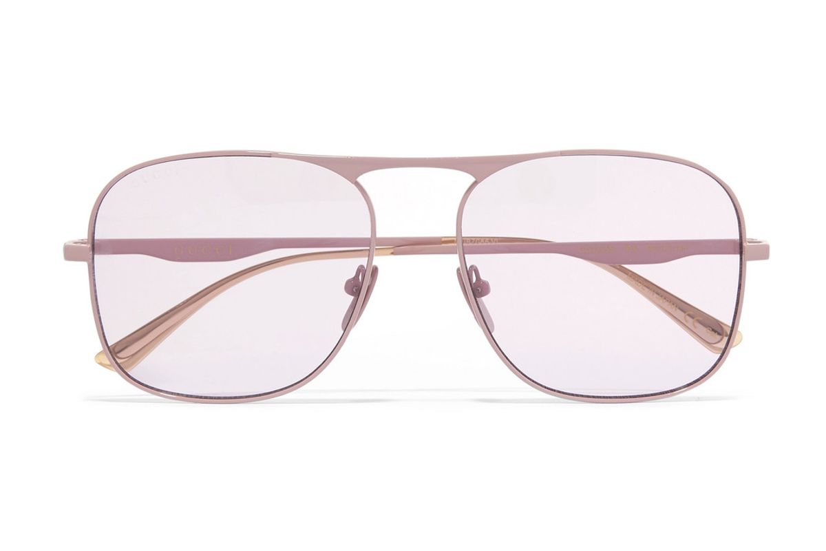gucci aviator style metal sunglasses