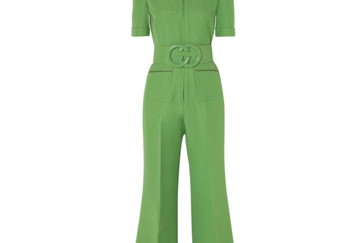 gucci belted wool and silk blend cady jumpsuit