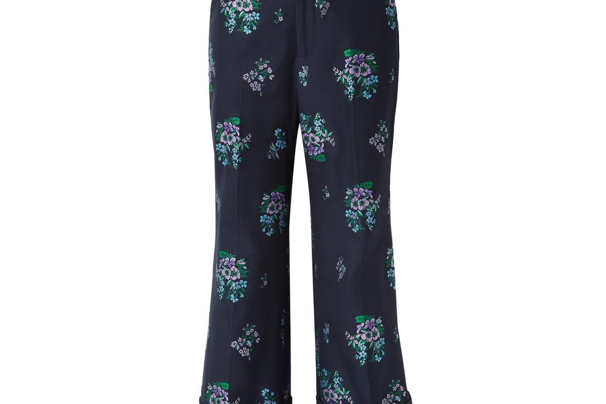 gucci cotton and wool blend jacquard wide leg pants