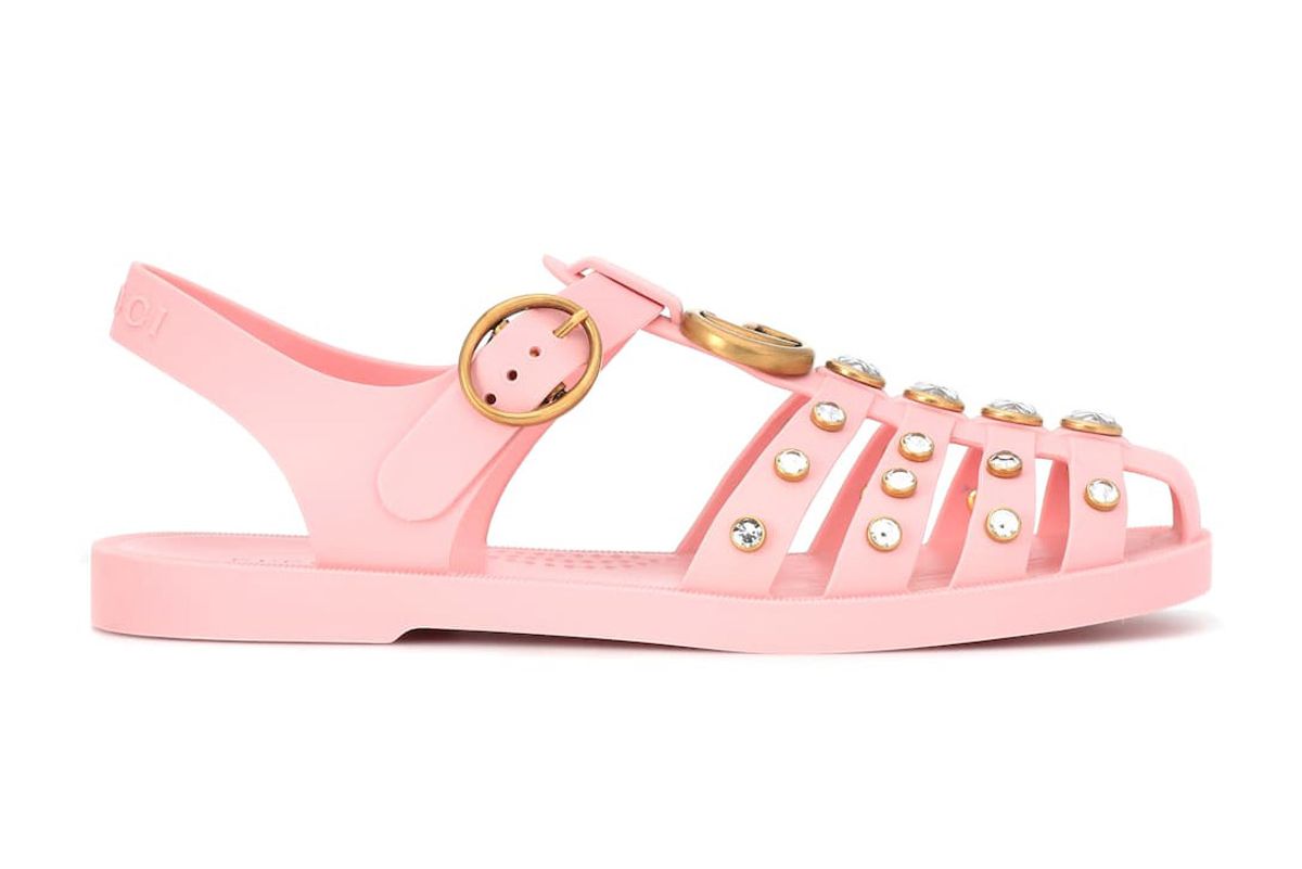 gucci crystal embellished jelly sandals