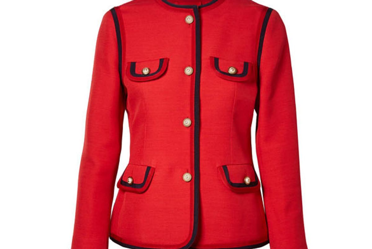 gucci faux pearl-embellished wool and silk-blend jacket
