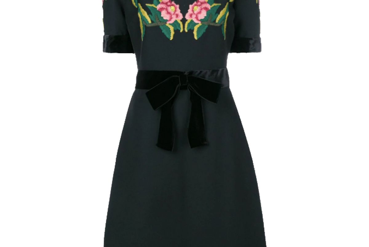 gucci floral embroidered dress