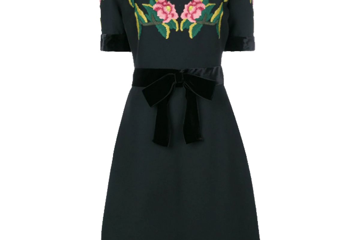 gucci floral embroidered dress