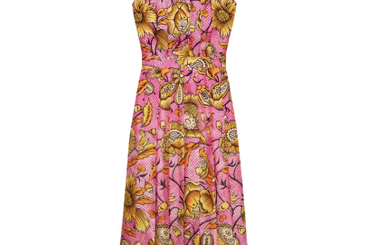 gucci floral print pleated dress