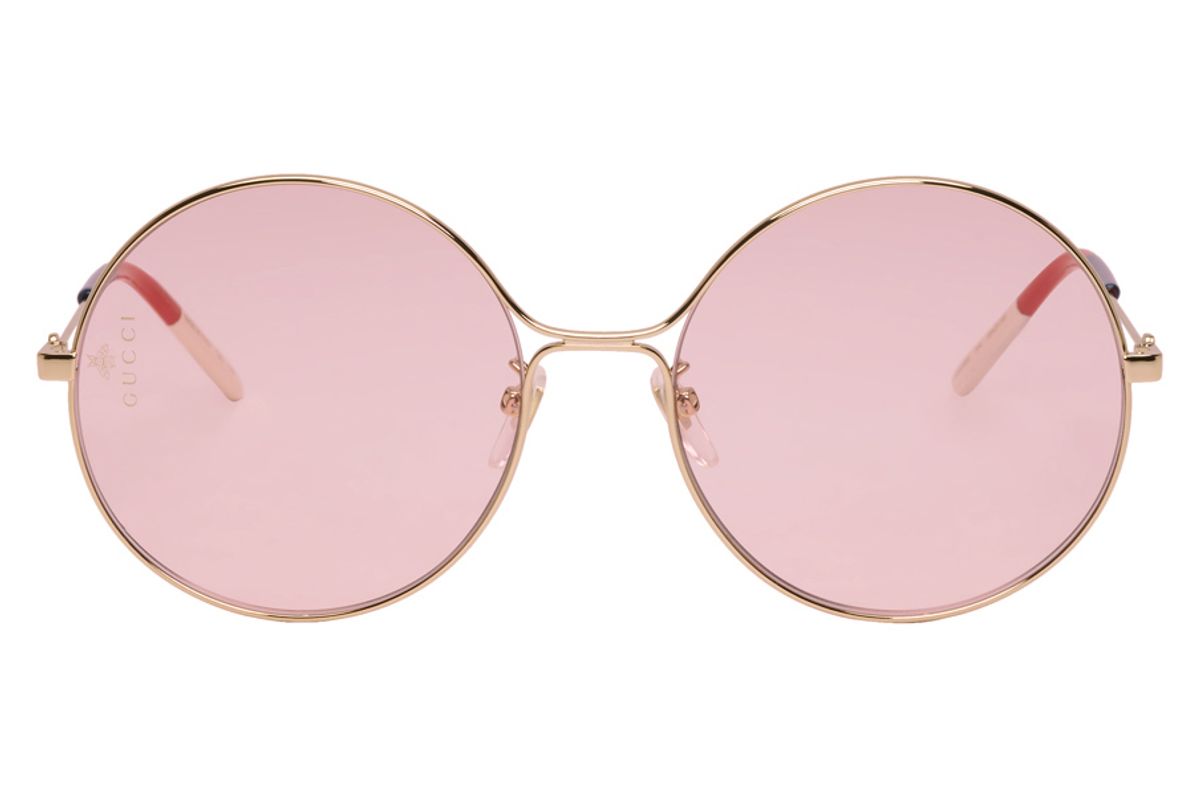 gucci gold and pink metal aviator sunglasses