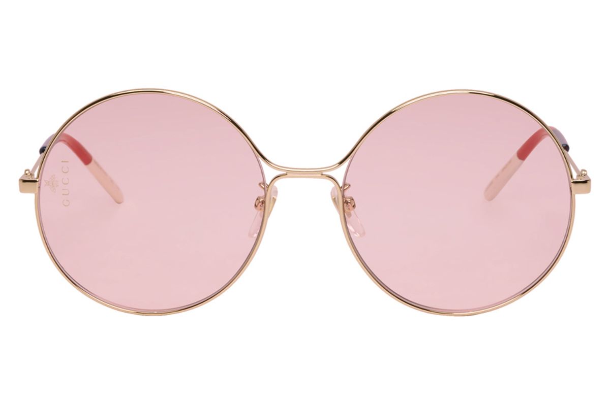 gucci gold and pink metal aviator sunglasses