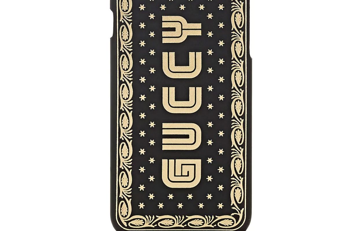 gucci “guccy moon” leather iphone case