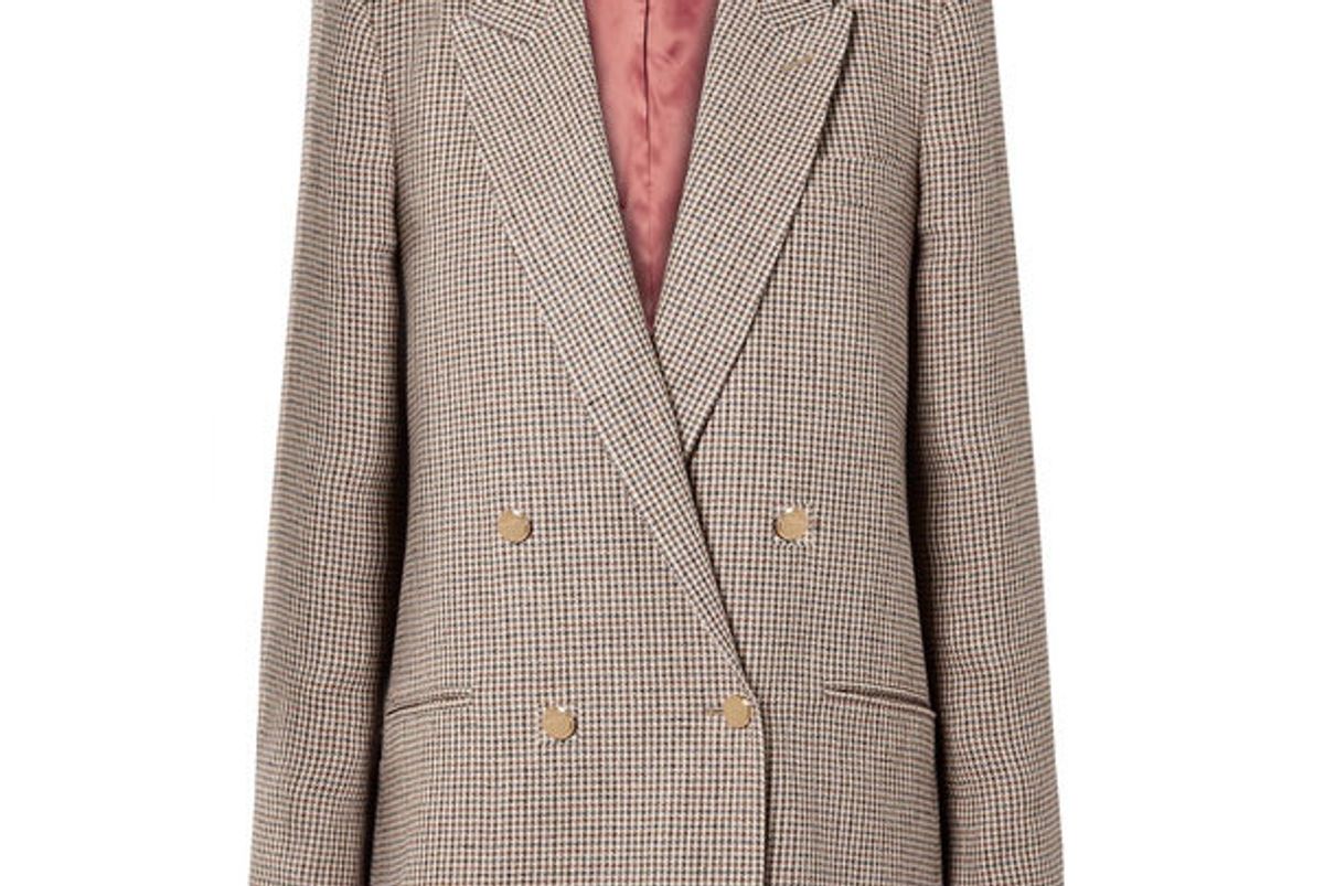 gucci houndstooth checked linen blazer