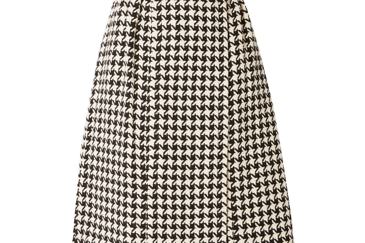 gucci houndstooth wool blend tweed wrap skirt
