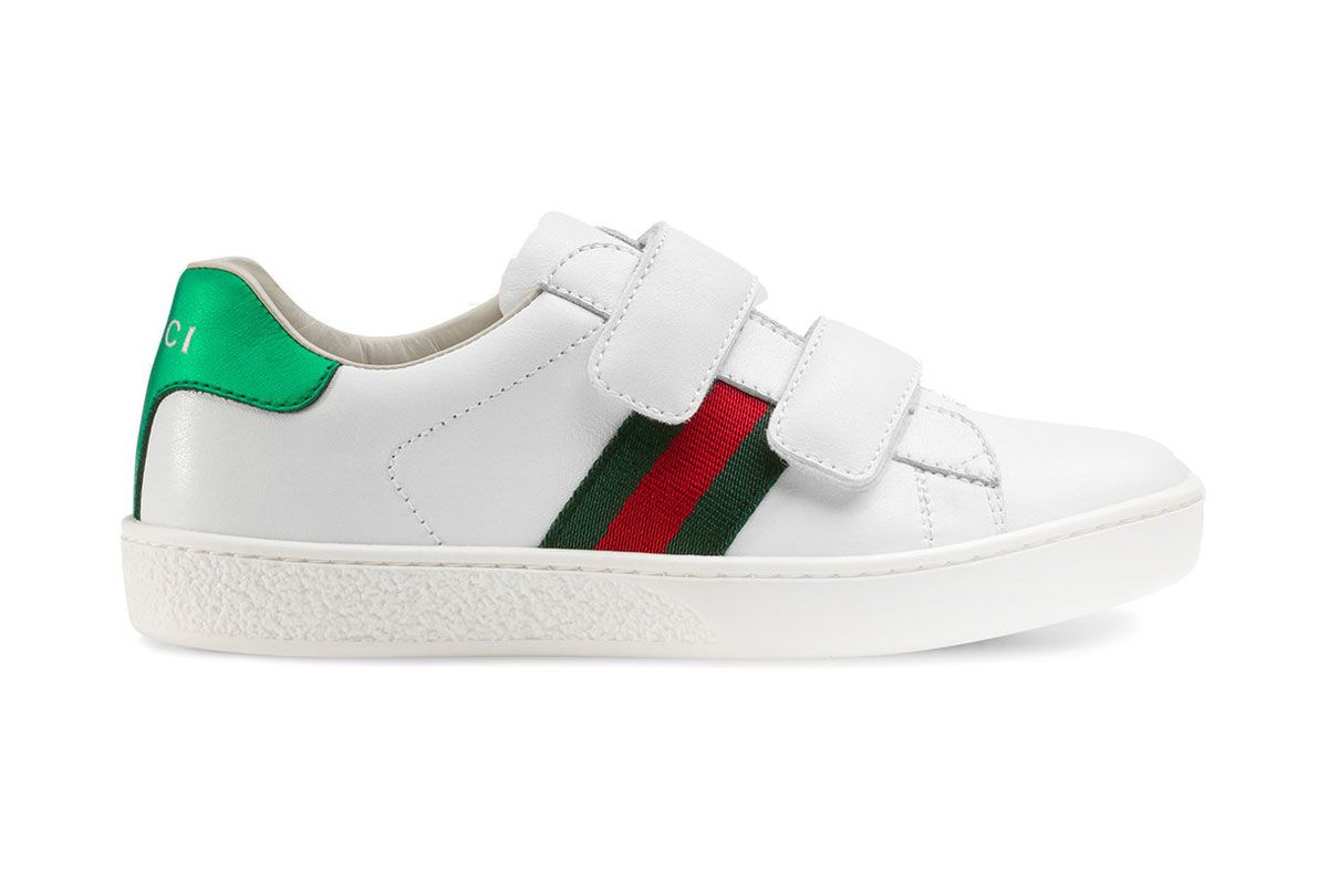gucci kids ace logo print leather sneakers